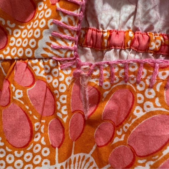 Figue Long Sleeve Cutout Cotton Midi Dress Floral Boho Resort Pink Orange Sz S - Picture 10 of 15